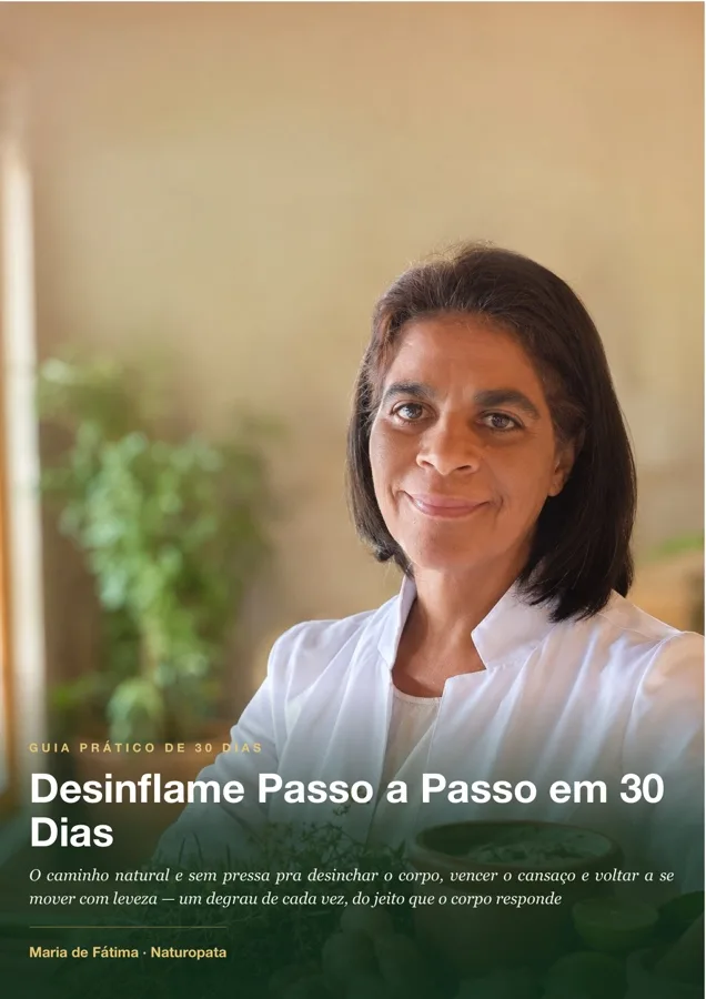 Capa do guia Desinflame Passo a Passo em 30 Dias, de Maria de Fátima